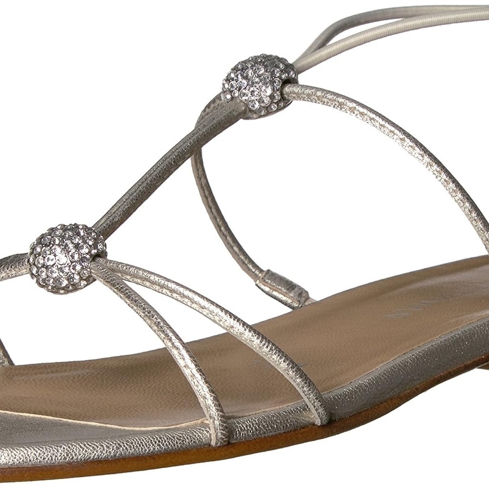 Stuart Weitzman Metallic Silver Flat Sandals - Picture 10 of 11
